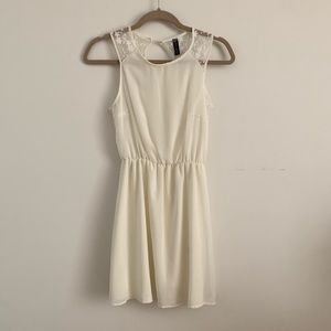 White Floral Lace Mini Dress